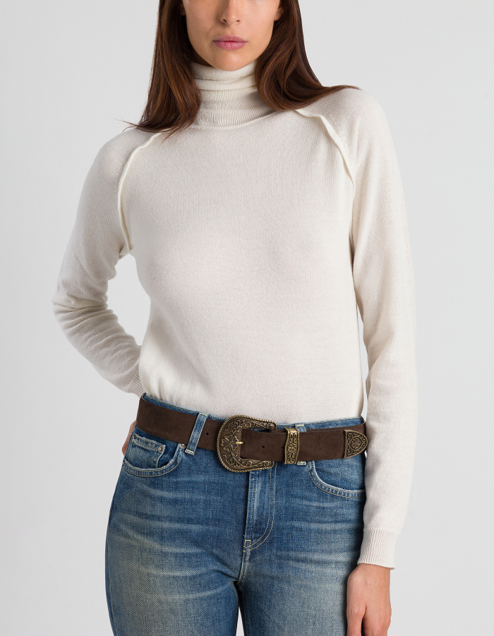 Slim-fit polo-neck jumper in wool and cashmere