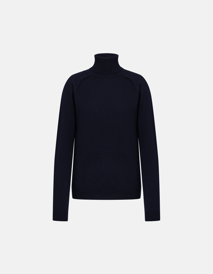 Slim-fit polo-neck jumper in wool and cashmere