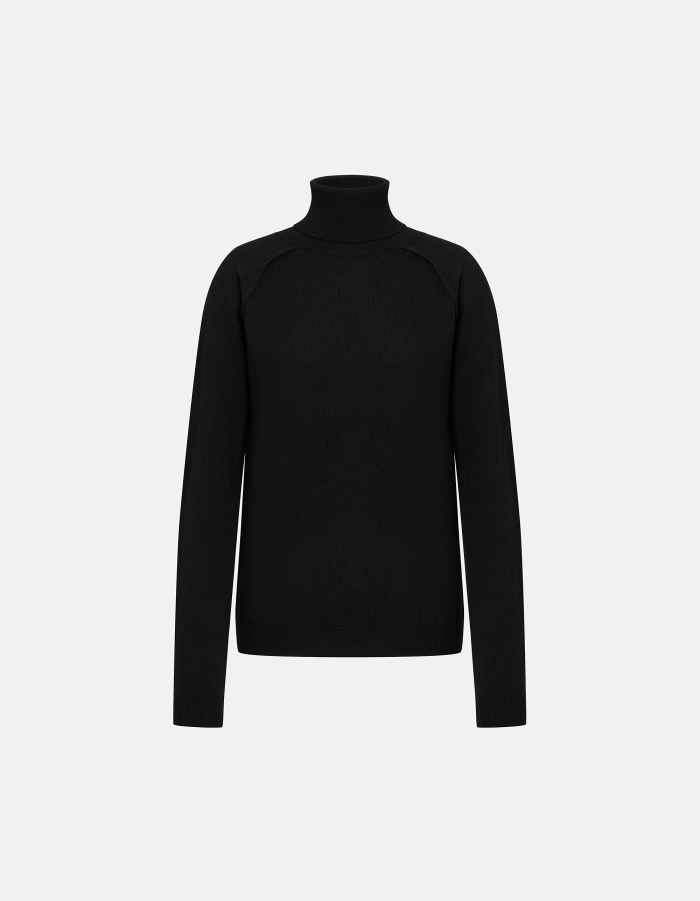 Slim-fit polo-neck jumper in wool and cashmere