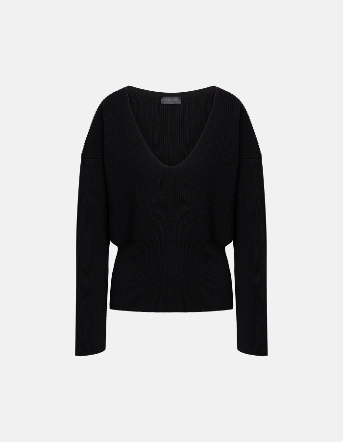 Maglia scollo V regular in costa inglese