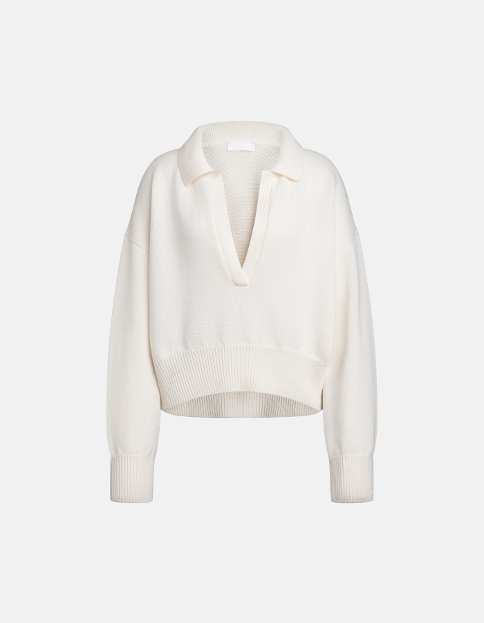 Regular-fit wool polo jumper