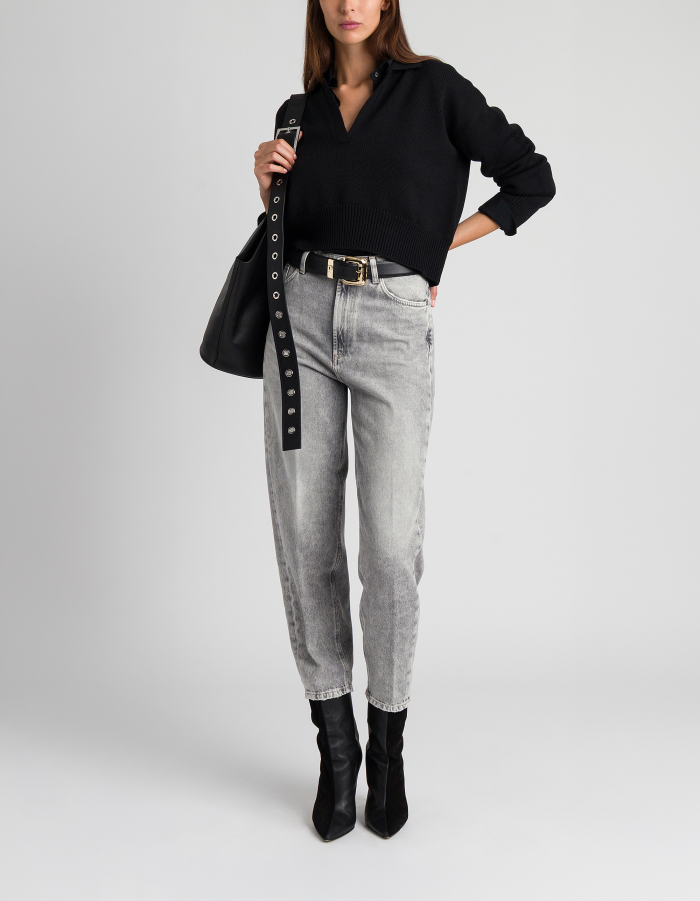 Regular-fit wool polo jumper