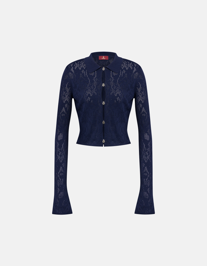 Figurbetonter Cardigan aus Viskose-Jacquardstrick