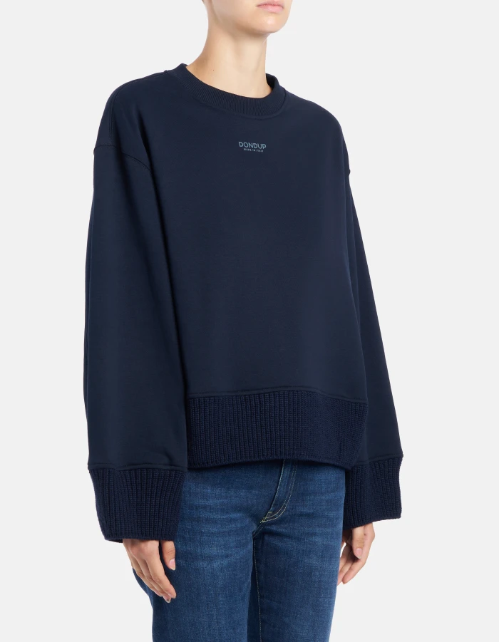 Felpa girocollo slim in cotone e lana