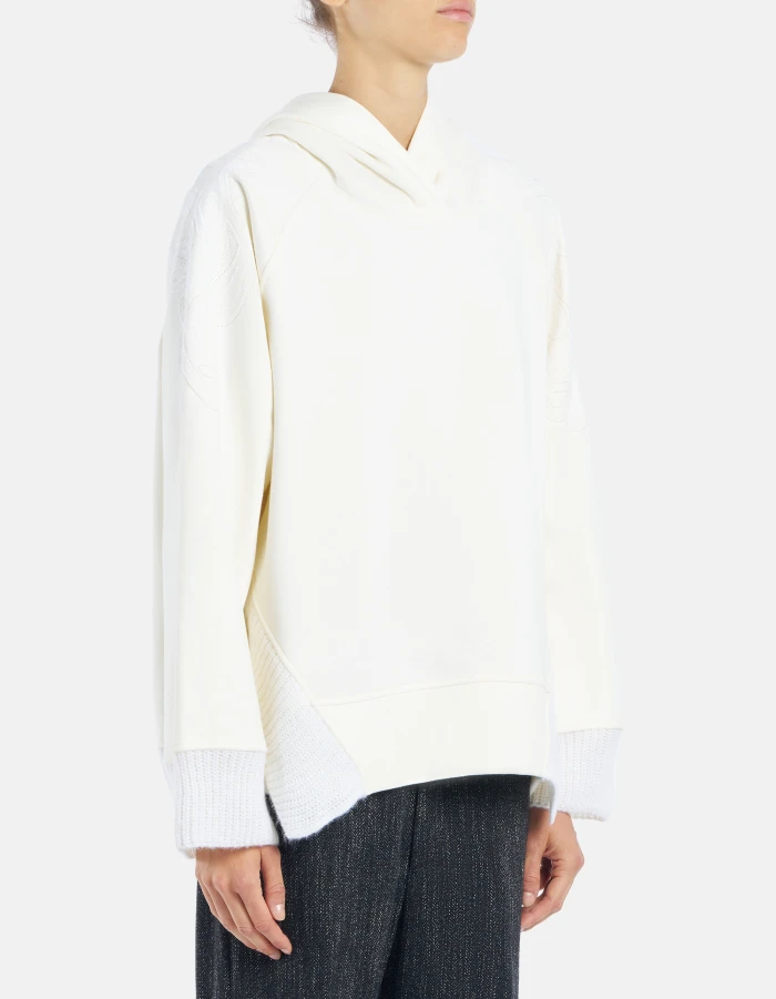 Felpa con cappuccio regular in cotone e mohair