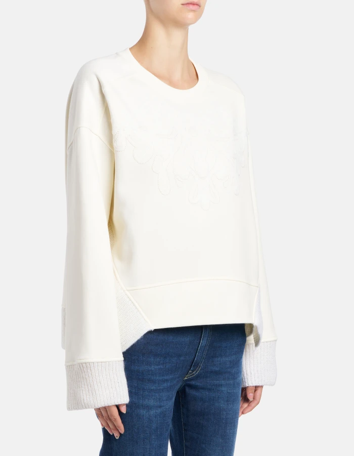 Felpa girocollo regular in cotone e mohair