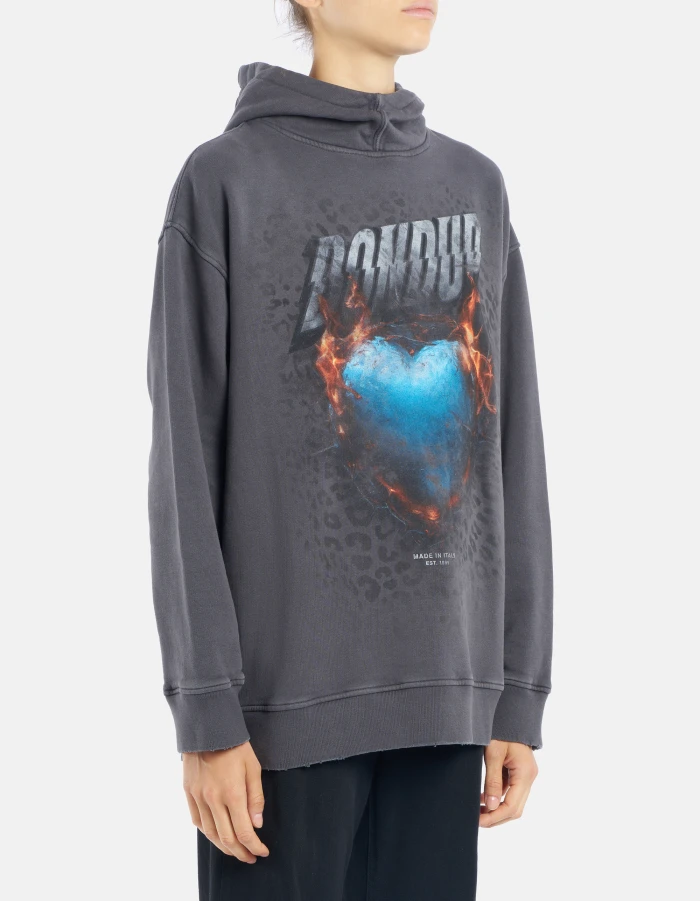 Felpa con cappuccio over in cotone