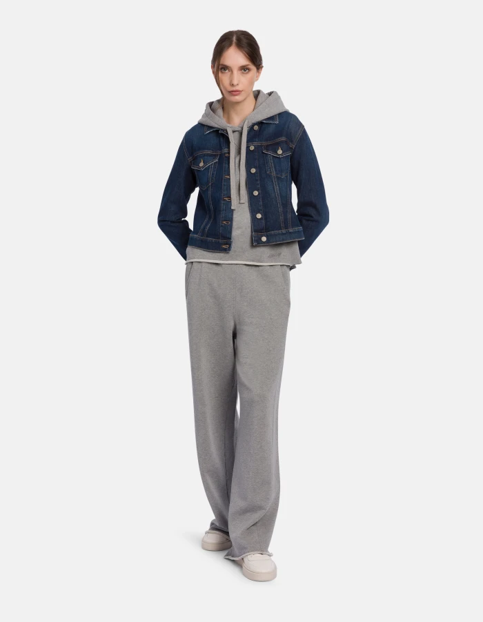 Regular-fit hooded sweatshirt in raised cotton