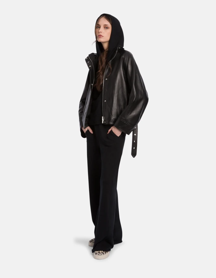 Regular-fit hooded sweatshirt in raised cotton