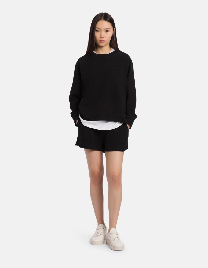 Regular-fit crew-neck sweatshirt in raised cotton