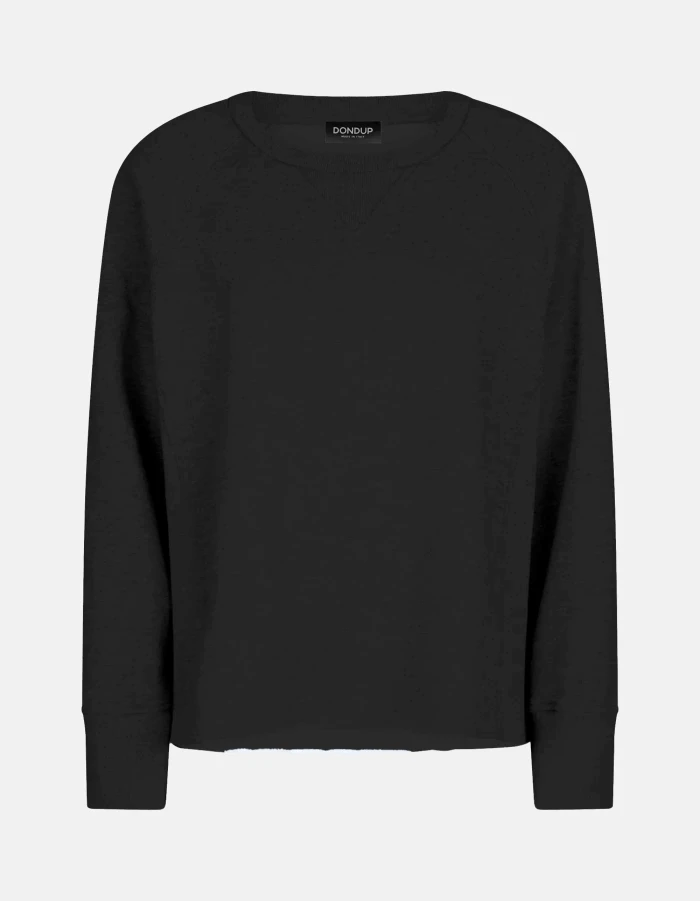 Felpa girocollo regular in cotone garzato