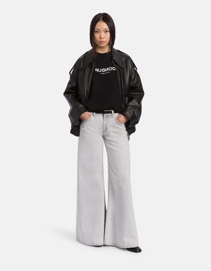 Oversized crew-neck sweatshirt in diagonal fleece