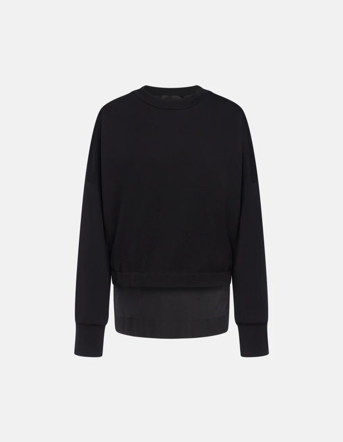 Felpa girocollo regular in jersey double e popeline