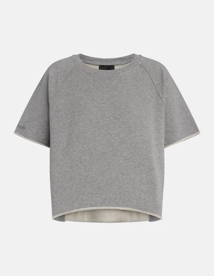 Regular-fit crew-neck sweatshirt in raised cotton