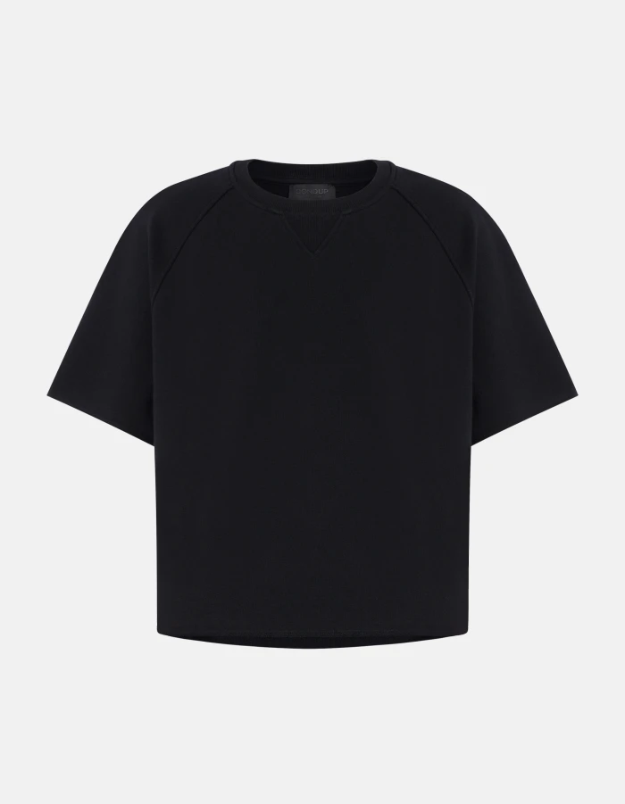 Regular-fit crew-neck sweatshirt in raised cotton