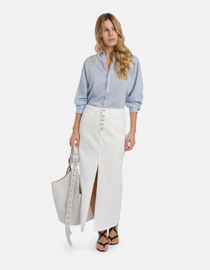 Long skirt in stretch bull denim