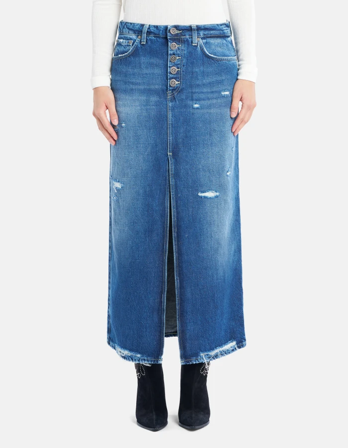 Gonna lunga in denim fisso