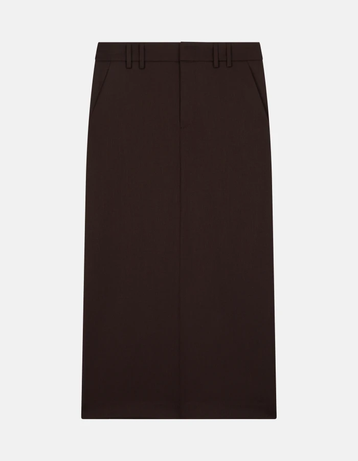 Long skirt in wool blend gabardine
