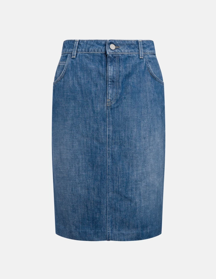 Kurzer Rock aus Rigid Denim
