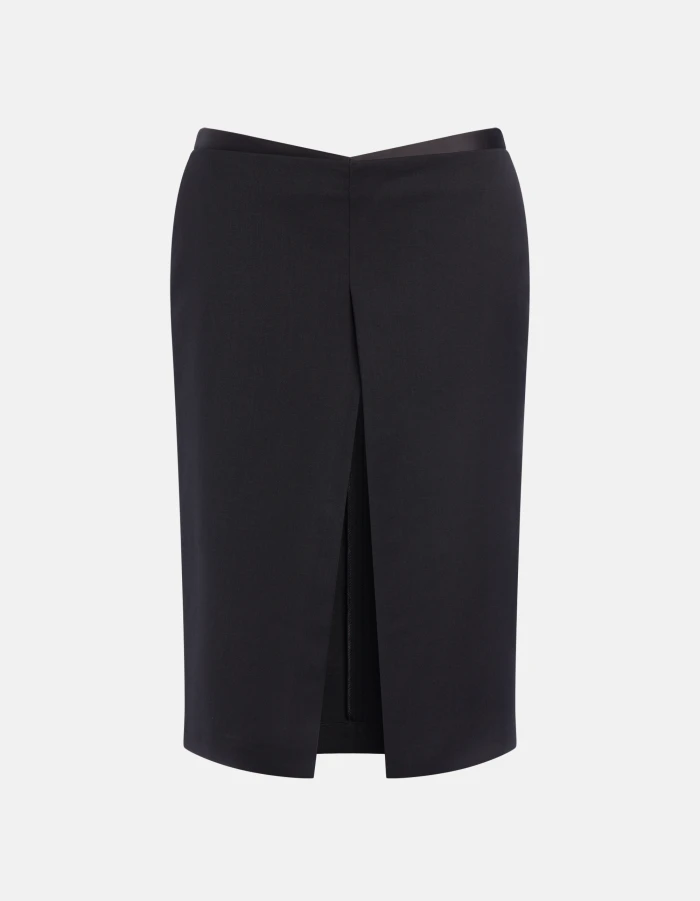 Short skirt in wool-blend gabardine