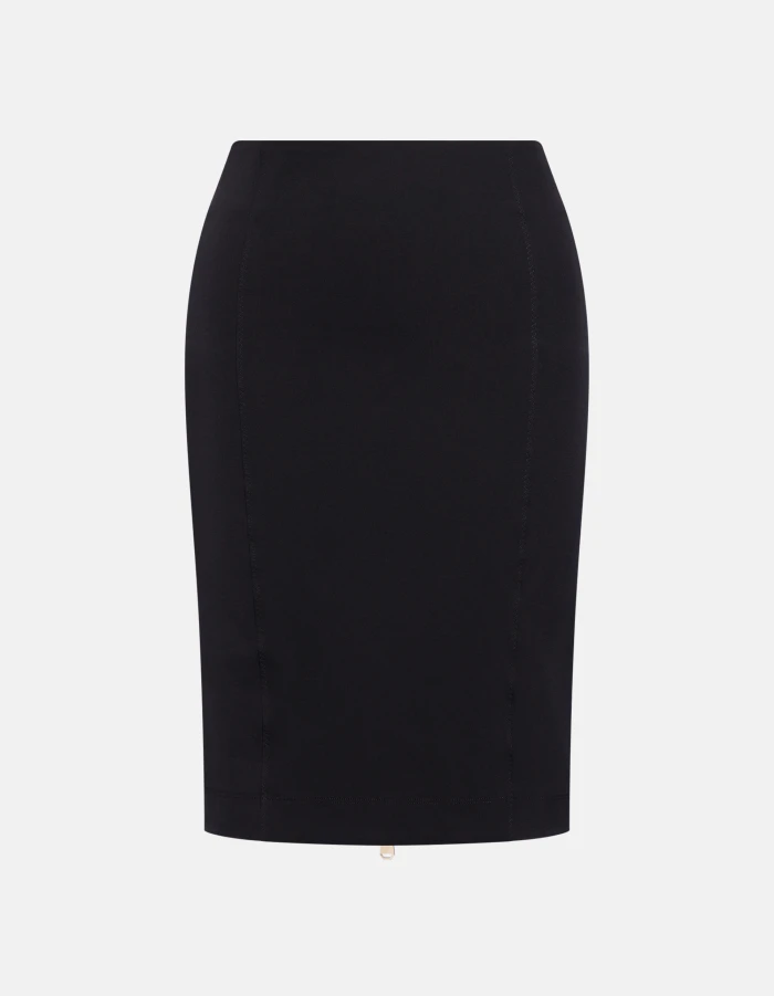 Bi-stretch plain-weave midi skirt