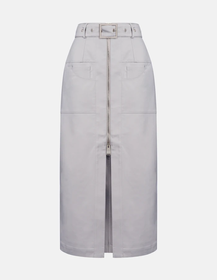 Long skirt in wool-blend cady