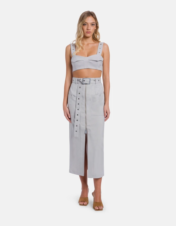 Long skirt in wool-blend cady