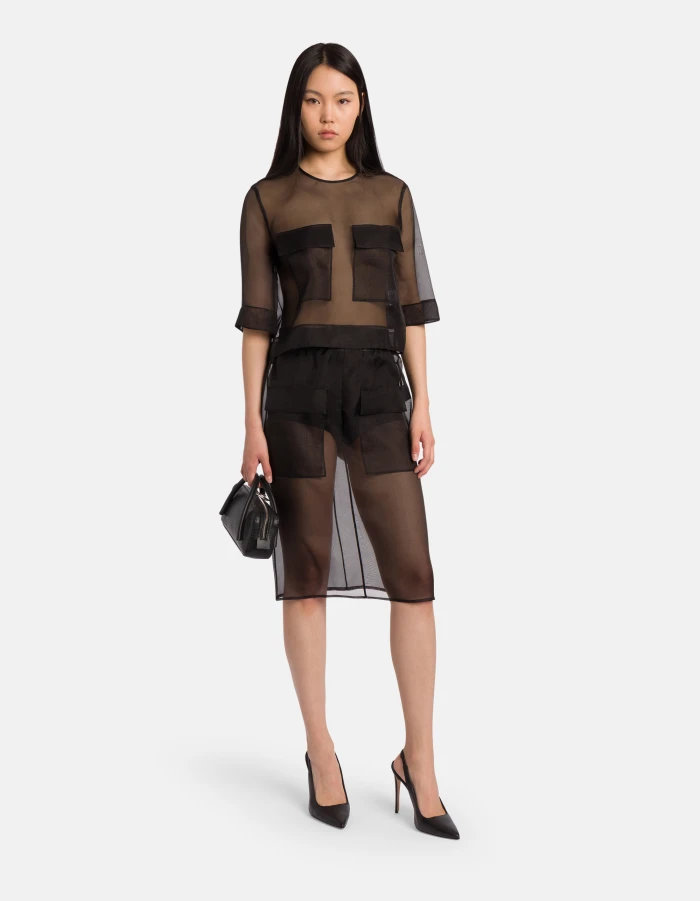 Gonna corta in organza di seta