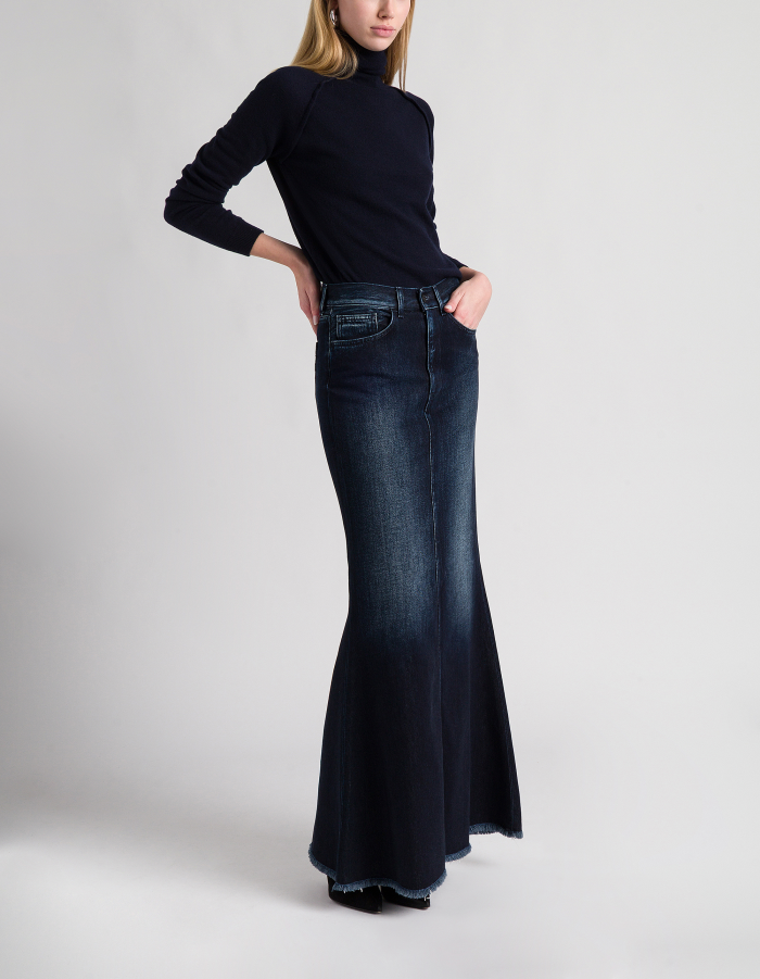 Langer Rock aus festem Denim aus Baumwolle und Lyocell