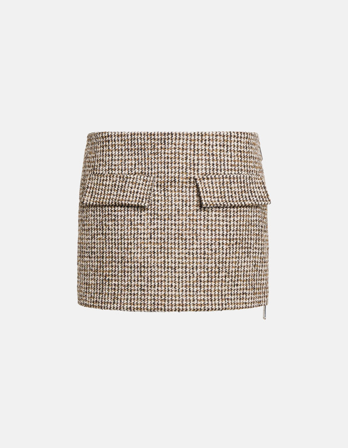 Houndstooth bouclé mini skirt