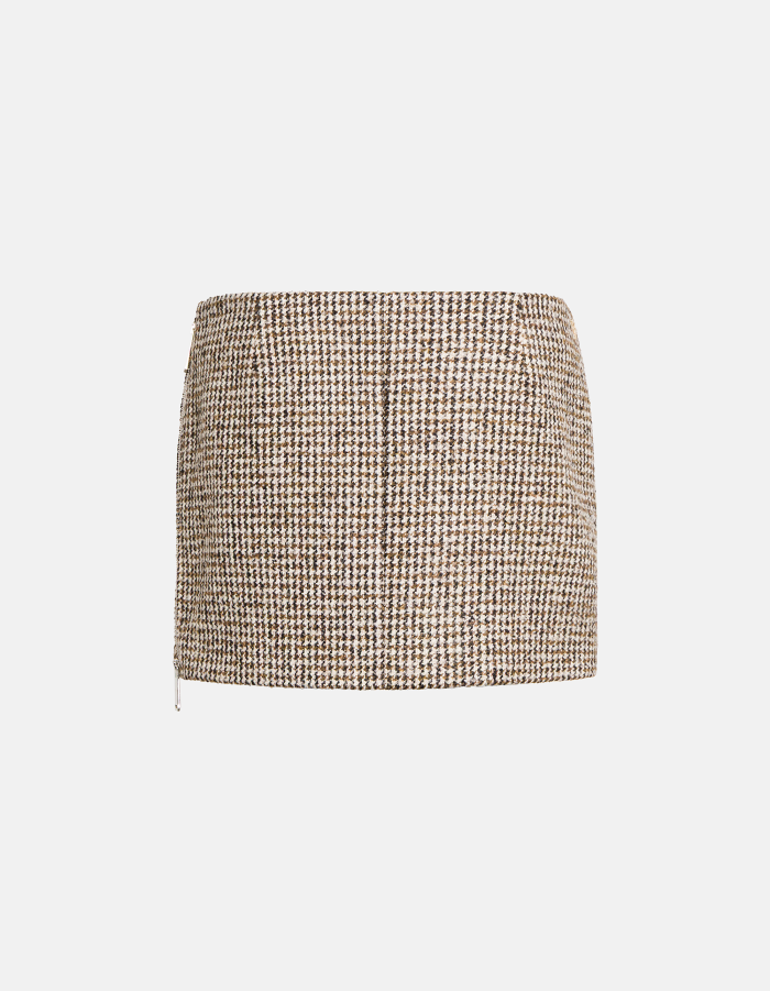 Houndstooth bouclé mini skirt
