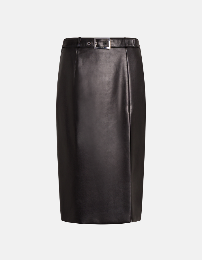 Midi skirt in nappa leather