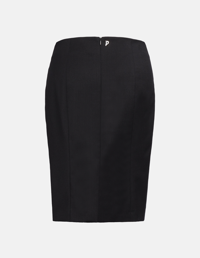 Midi skirt in wool-blend gabardine