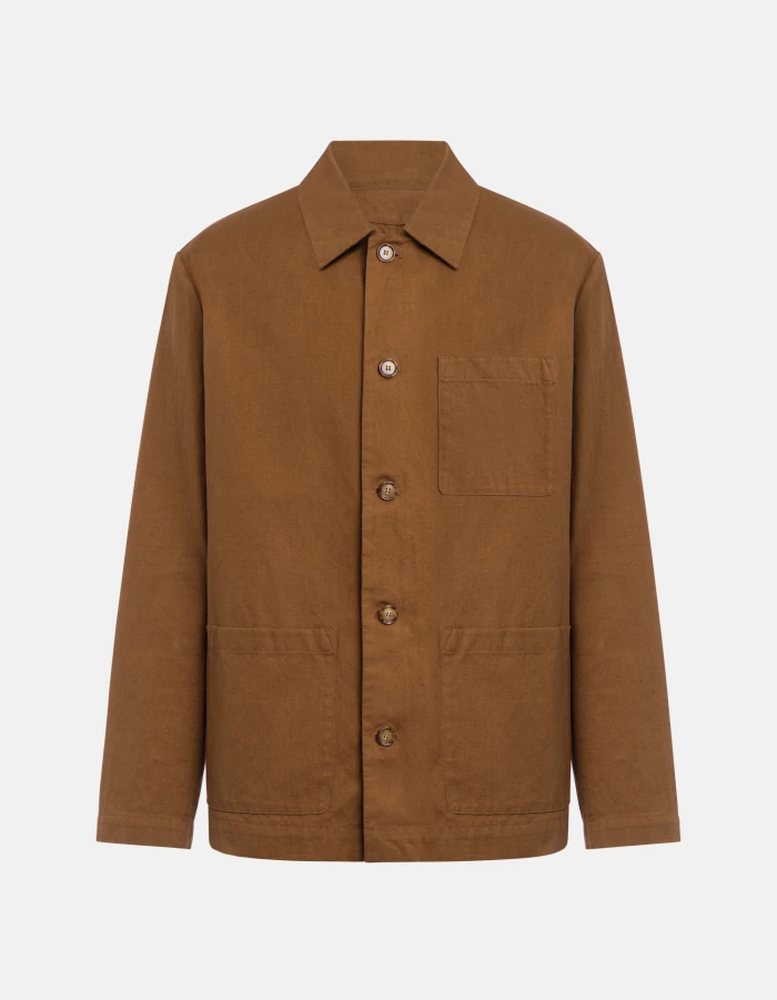 Giacca regular in canvas cotone e lino