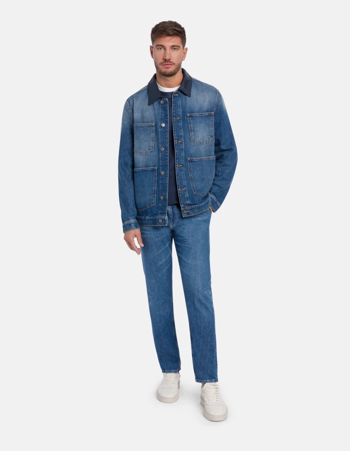Regular-fit jacket in rigid denim