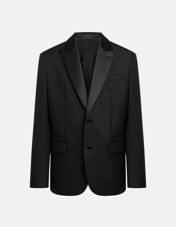 Regular-fit single-breasted blazer in wool gabardine