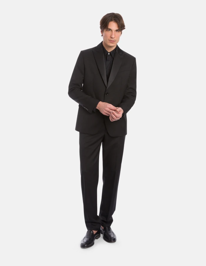 Regular-fit single-breasted blazer in wool gabardine