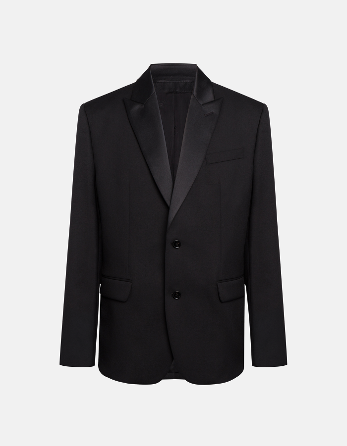Regular-fit single-breasted blazer in wool gabardine
