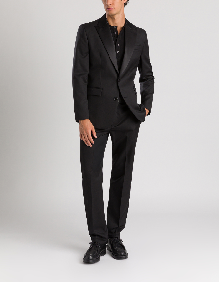 Regular-fit single-breasted blazer in wool gabardine