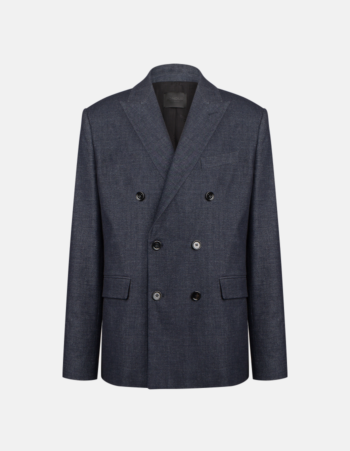 Regular double-breasted blazer in warm-feel cotton