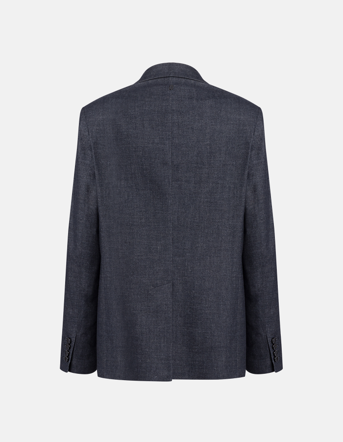 Regular double-breasted blazer in warm-feel cotton