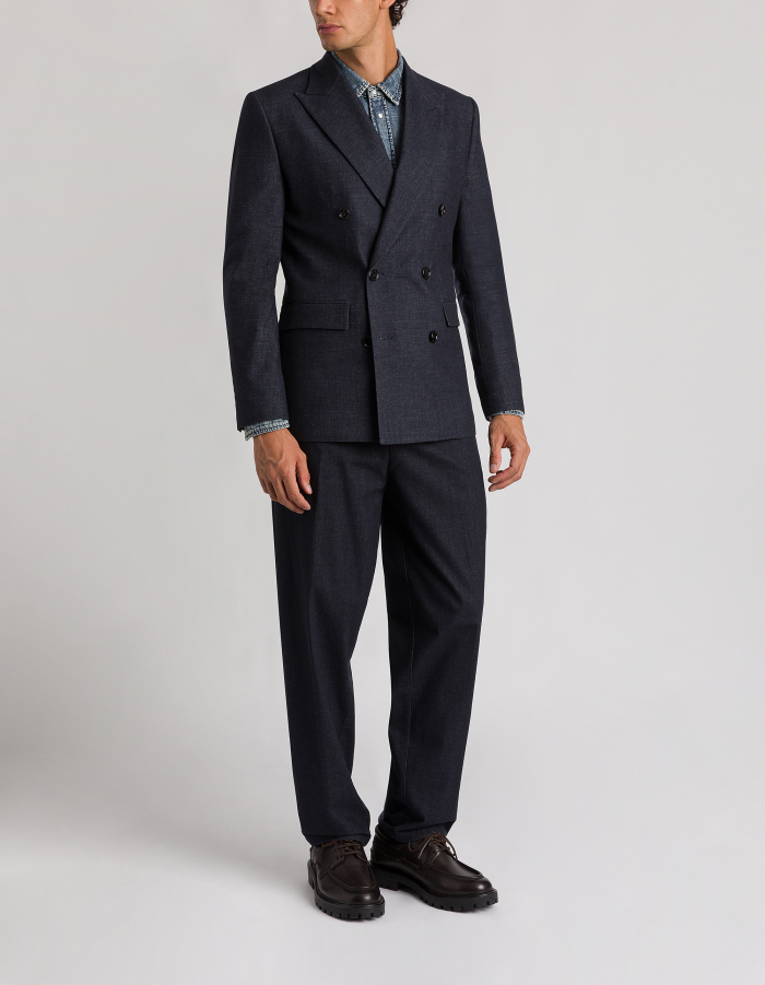 Regular double-breasted blazer in warm-feel cotton