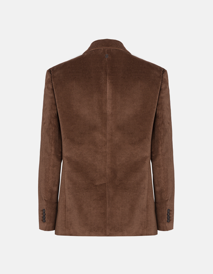 Regular-fit double-breasted blazer in stretch velvet