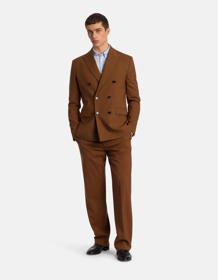 Regular-fit double-breasted blazer in cool wool