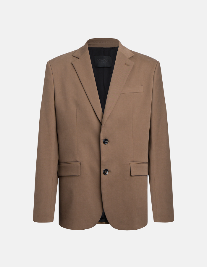 Regular-fit single-breasted blazer in cotton and cashmere gabardine