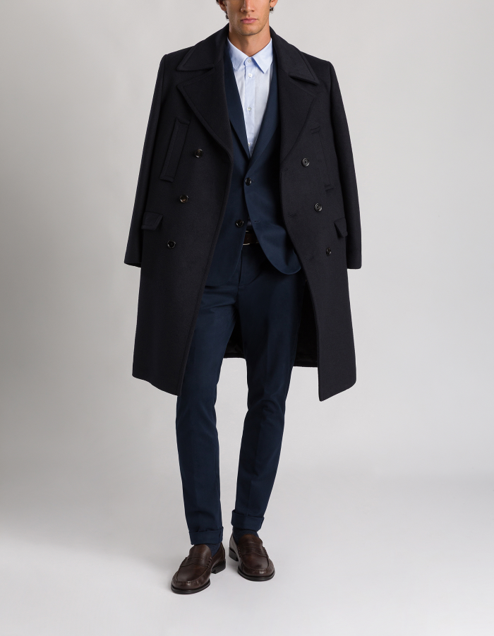 Regular-fit single-breasted blazer in cotton and cashmere gabardine