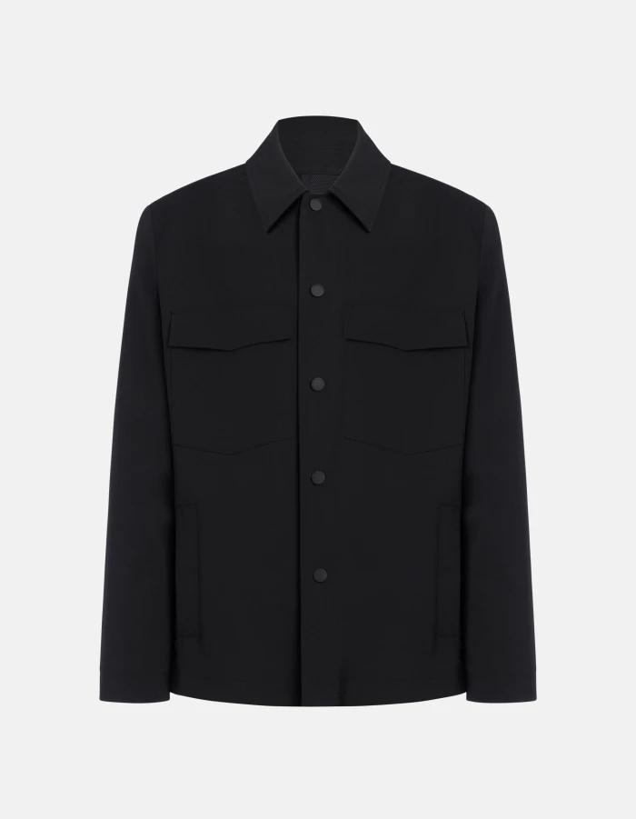 Regular-fit jacket in technical wool