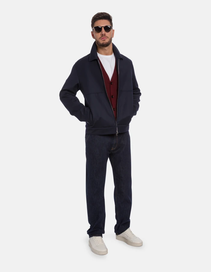 Regular-fit jacket in wool and nylon gabardine