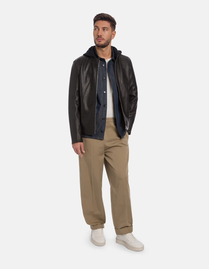 Regular-fit shirt jacket in rigid denim