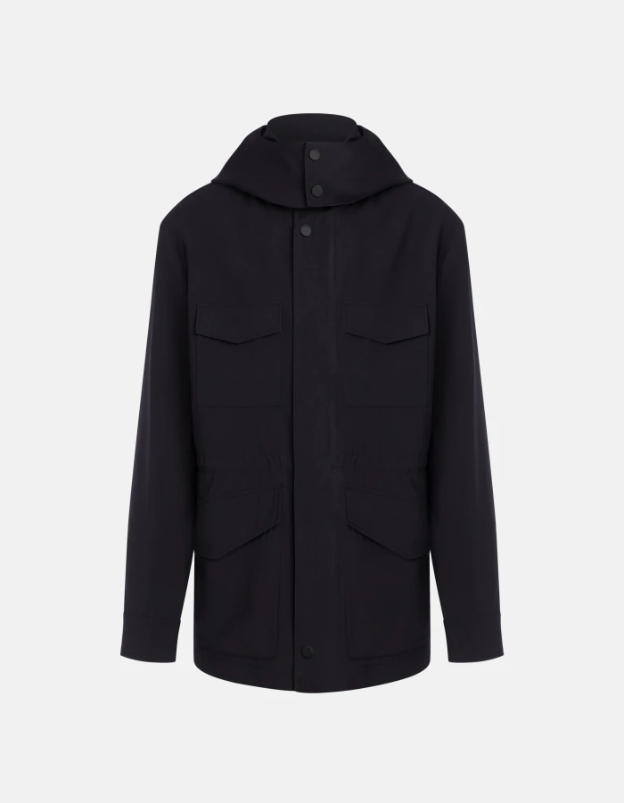 Field jacket regular in lana tecnica